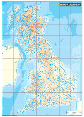 RIVERS OF GREAT BRITAIN WALL MAP Map Size 106cm X 73cm RIVERS OF 