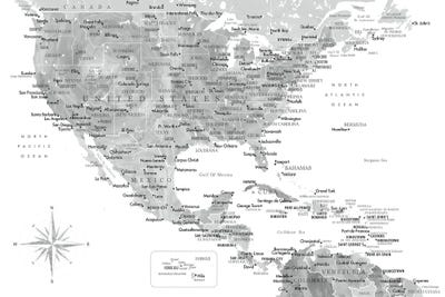 Map Of The Usa And The Caribbean Area In Gr - Canvas Print | blursbyai