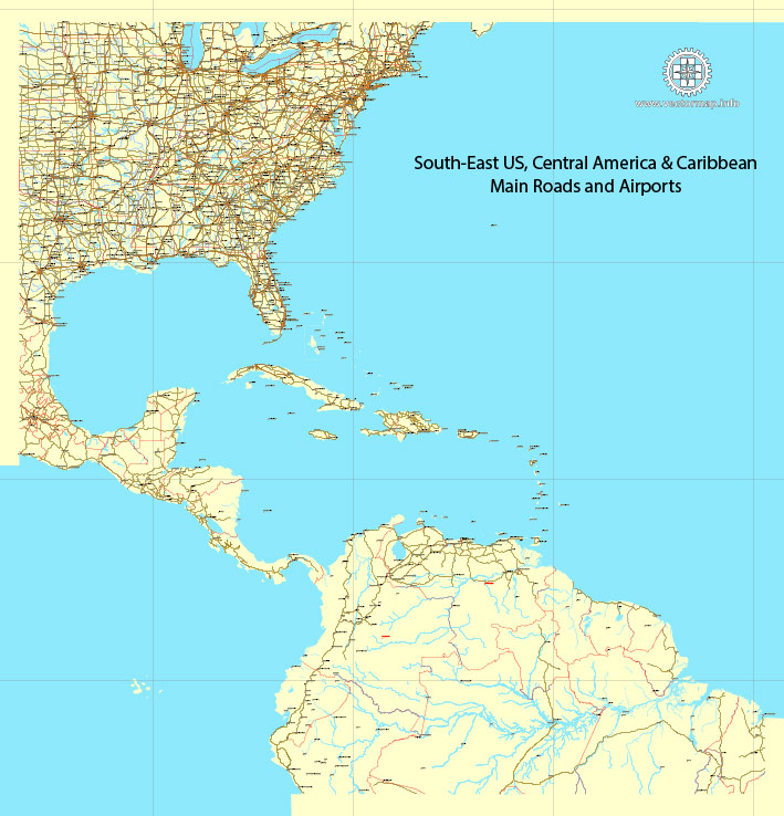 printable map of united states and caribbean