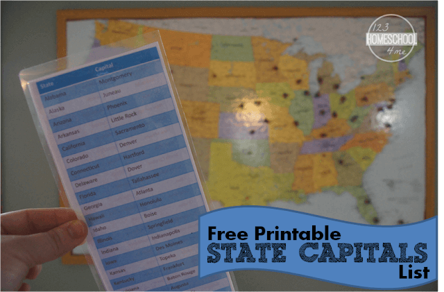 Free Printable List of States and Capitals - Worksheets Library