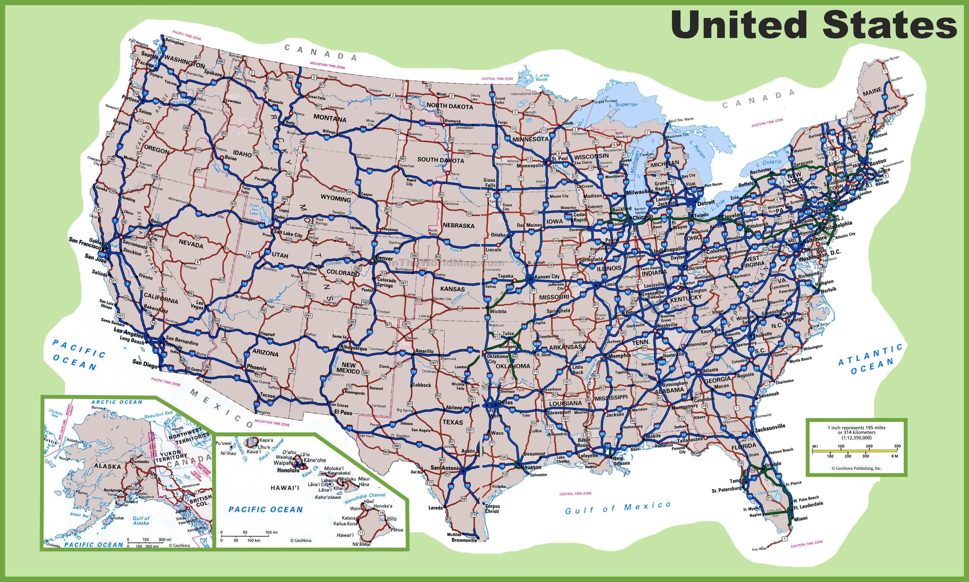 printable map of us interstate system