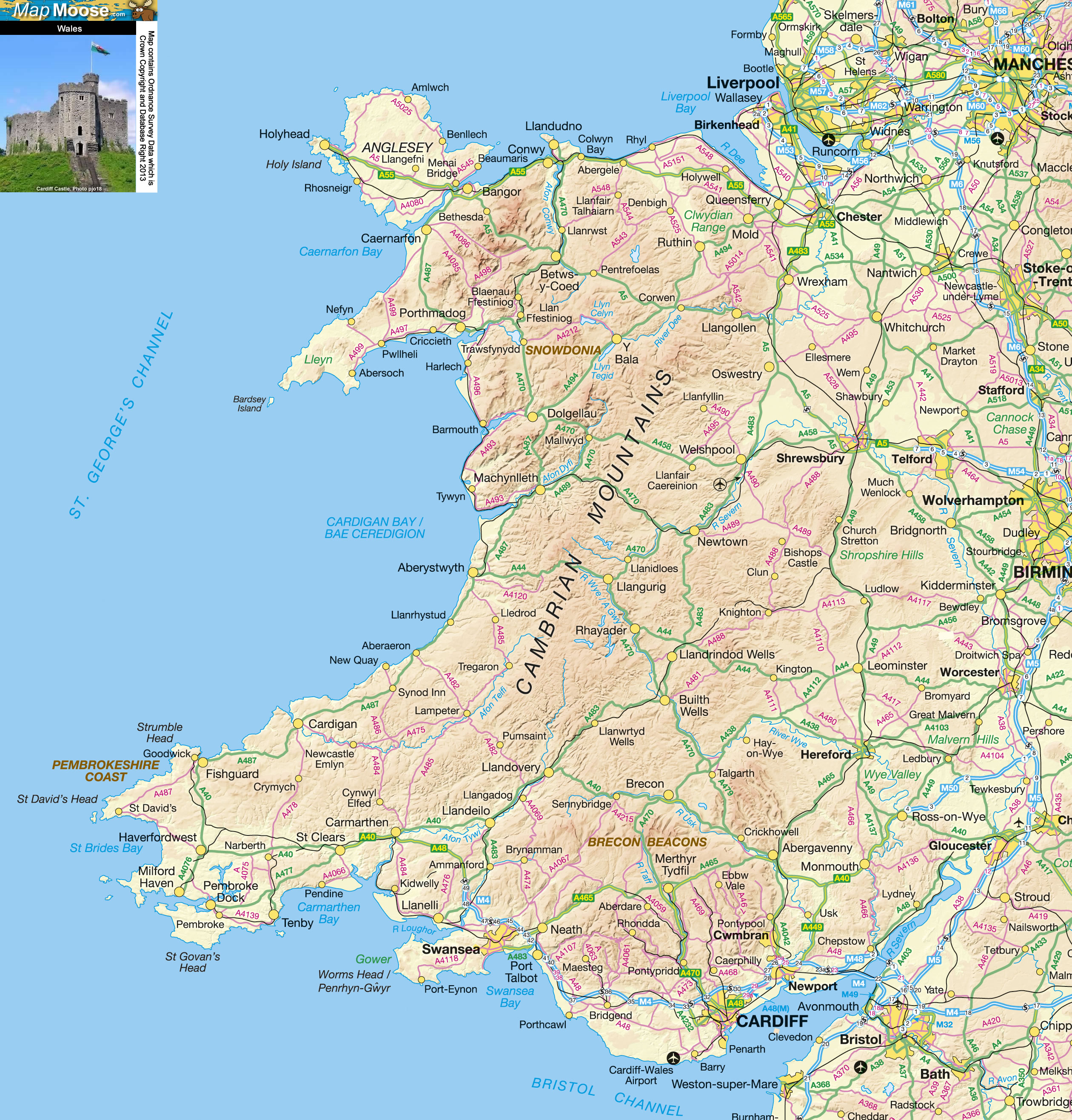 printable map of wales uk