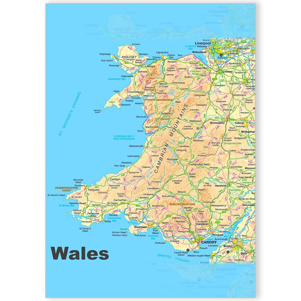 Wales Map Educational Poster Wall Art Welsh World Map Chart Upto Wales Map Educational Poster Wall Art Welsh World Map Chart Upto
