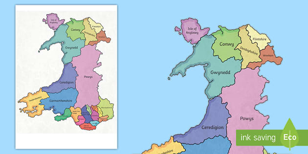 printable map of wales uk
