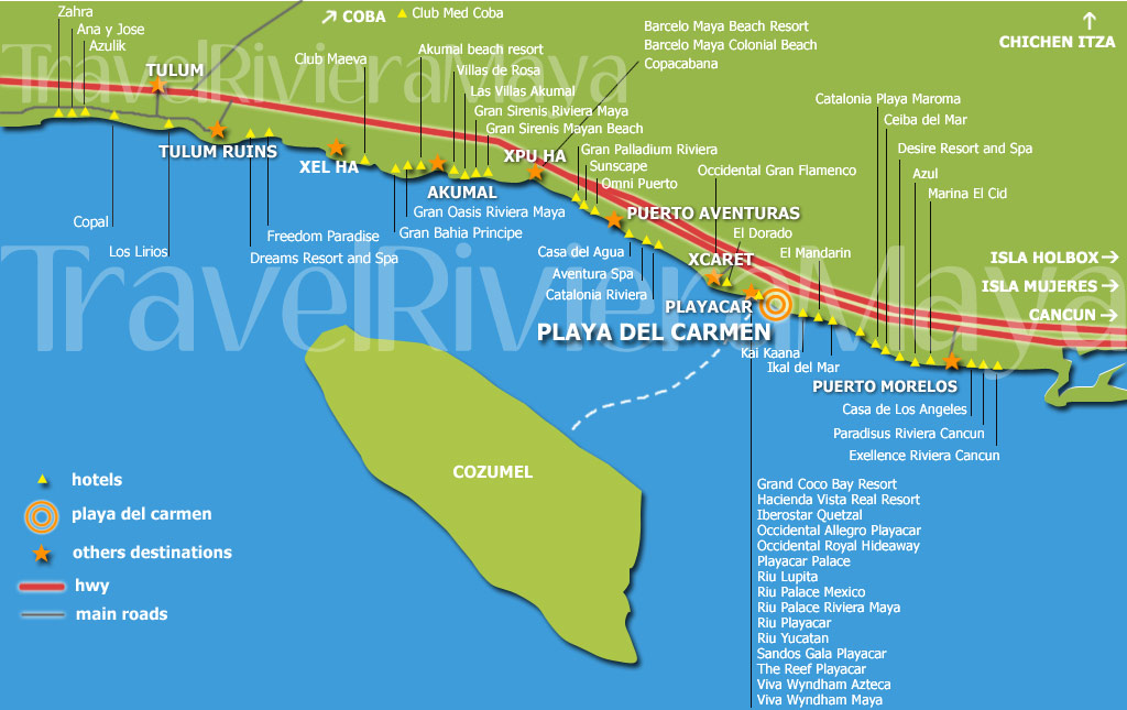 Maps of Playa Del Carmen and Riviera maya
