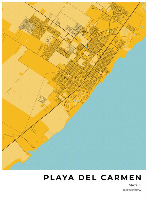 Free Playa del Carmen Map Poster - Craft &  Oak