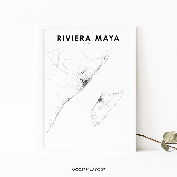 Riviera Maya Mexico Map Print, Map Art Poster, Playa Del Carmen ...