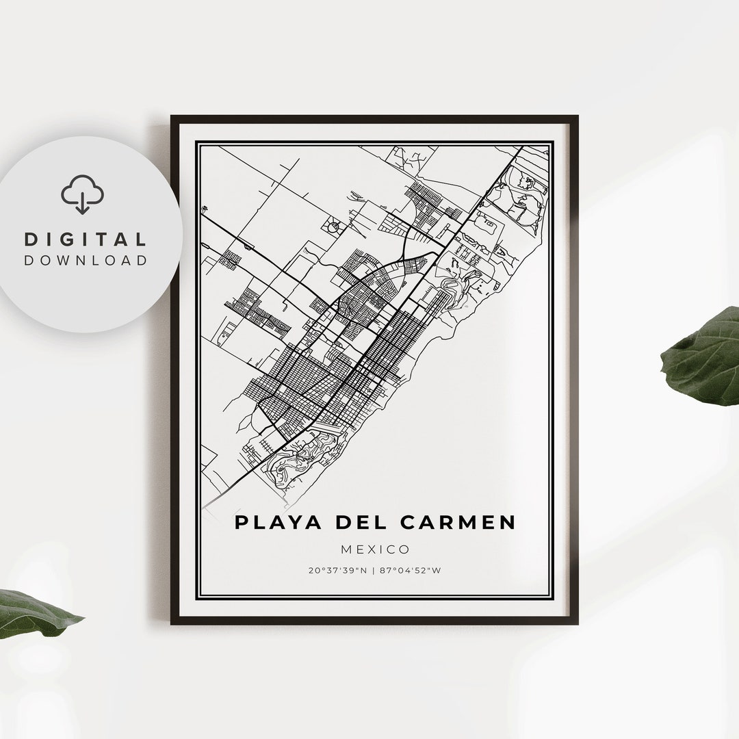 Playa Del Carmen Map Print, Mexico Map Art Poster, Riviera Maya, Printable  City Street Road Map, Gift Grandpa, NP910  