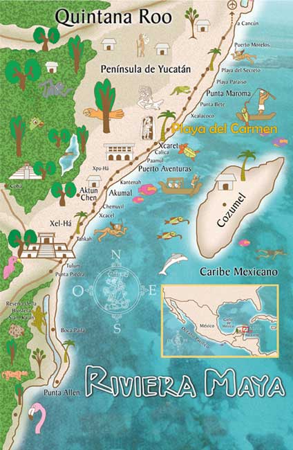 maps playa del carmen quintana roo riviera maya map