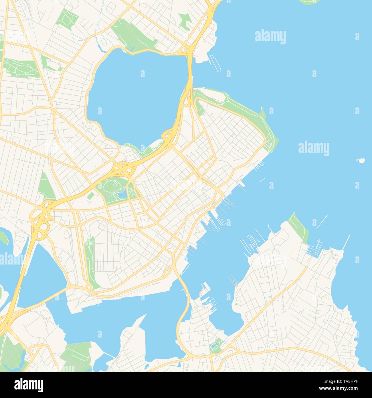 Empty vector map of Portland, Maine, USA, printable road map ...