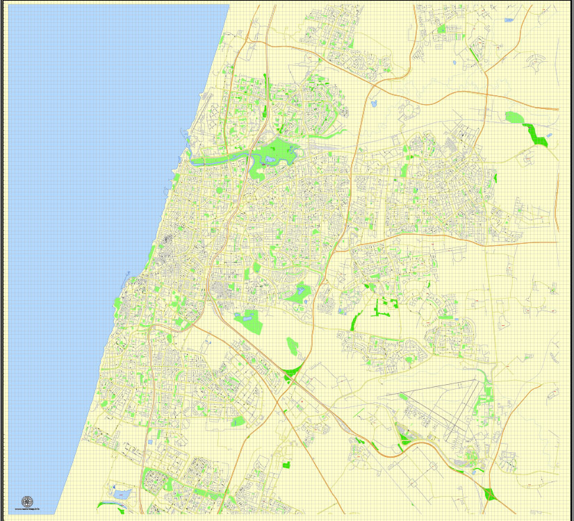 Tel Aviv Yafo, Israel, printable vector map Adobe Illustrator ...