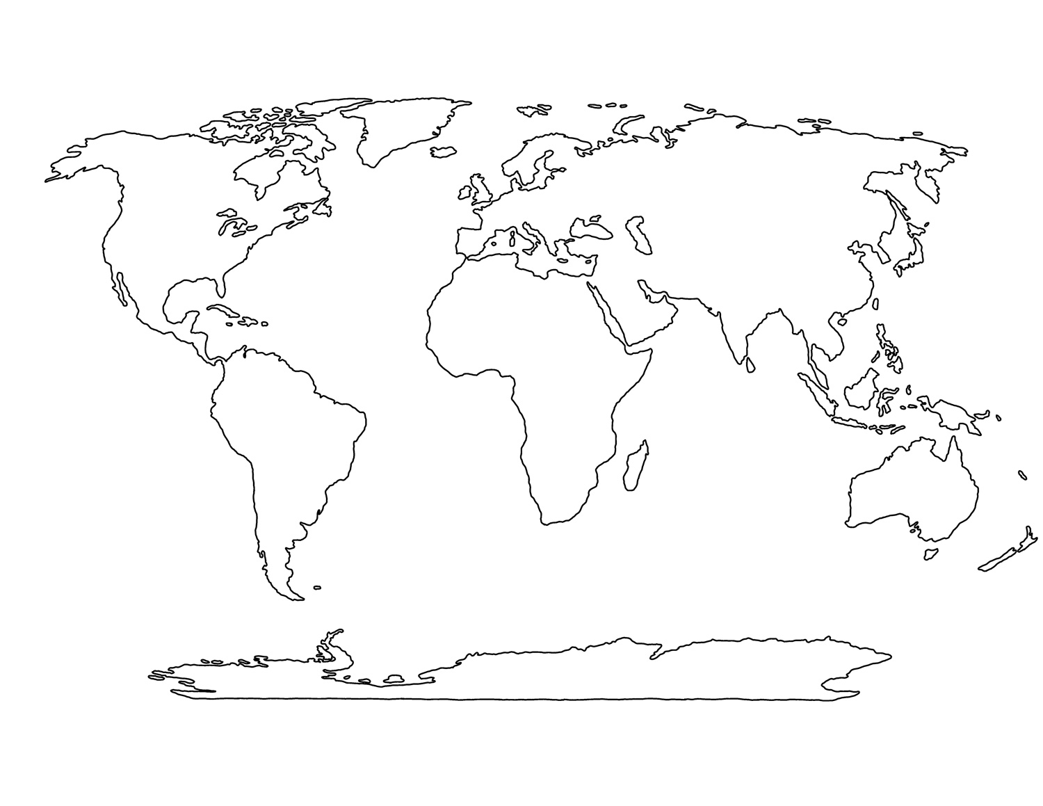 Printable Blank World Map Template for Students and Kids