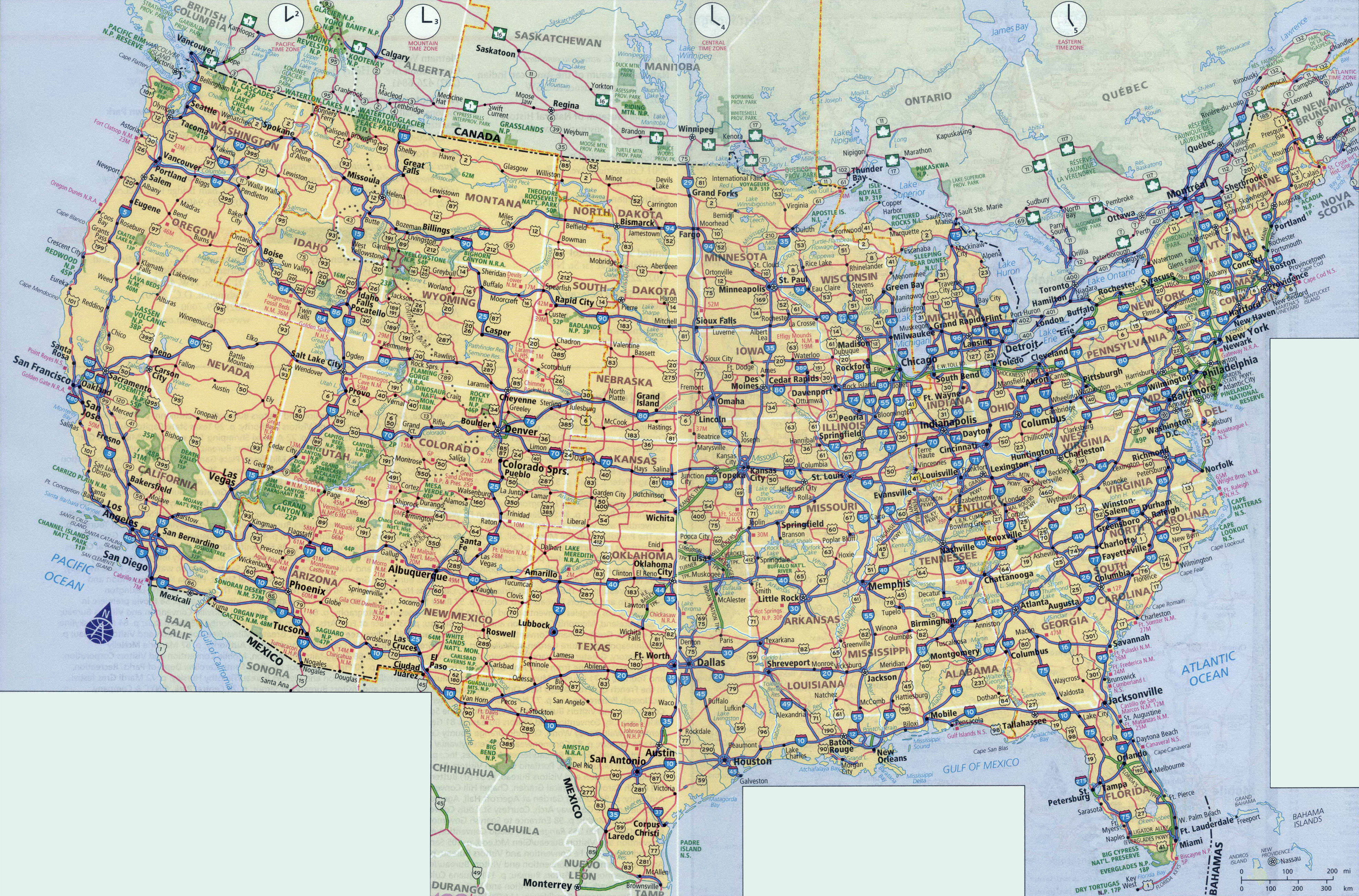 In high-resolution highways map of the USA. The USA highways map ...