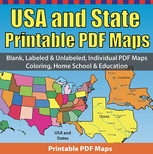 USA States and Territories Printable, Blank PDF Maps Collection ...