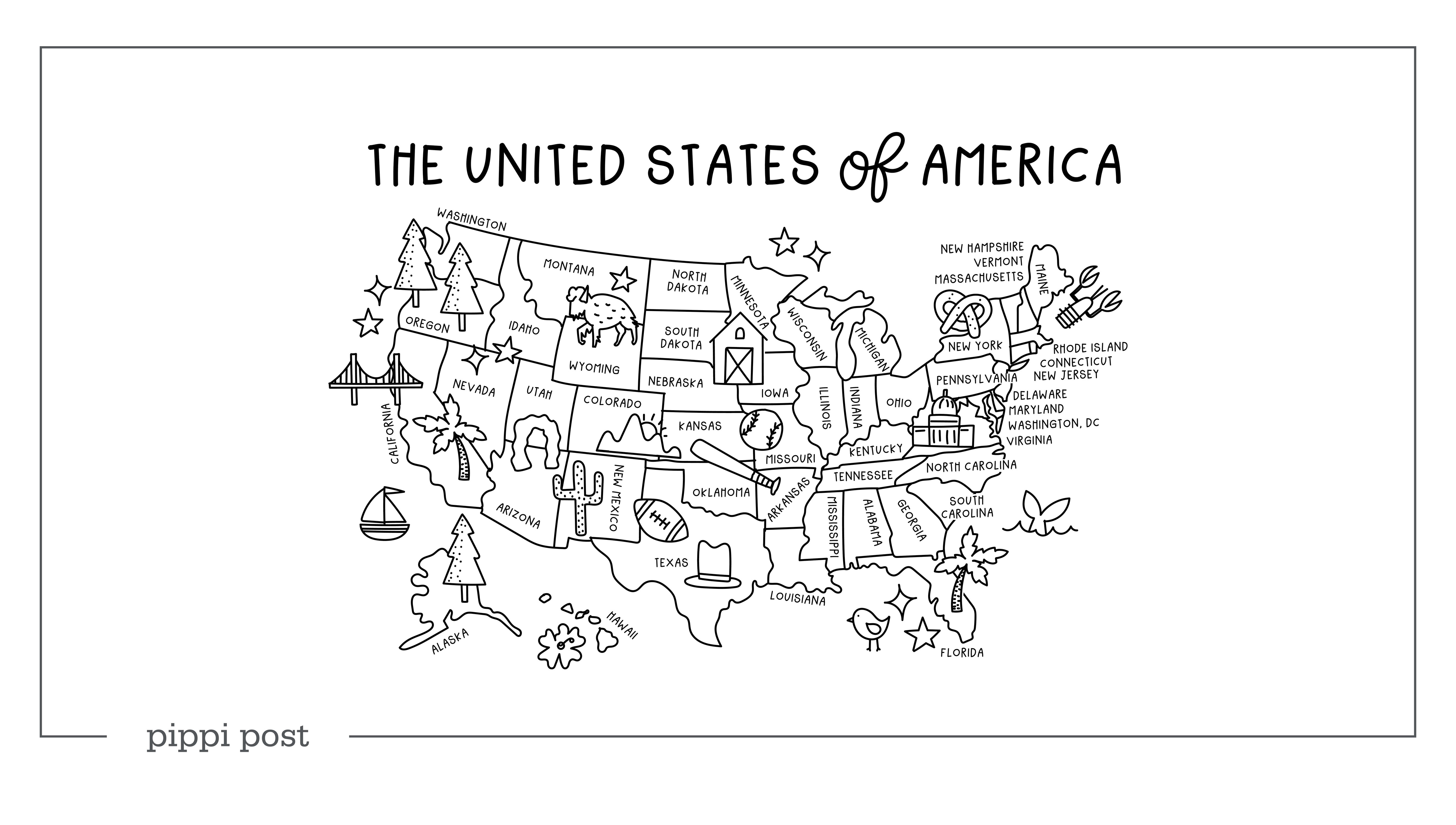 USA Map Printable