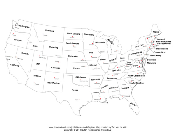 Printable States and Capitals Map | United States Map PDF
