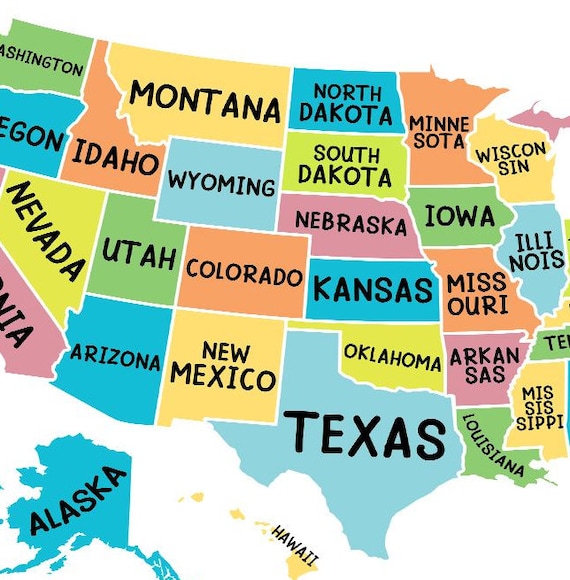 18x24 United States Map with Capitals for Kids Educational ...