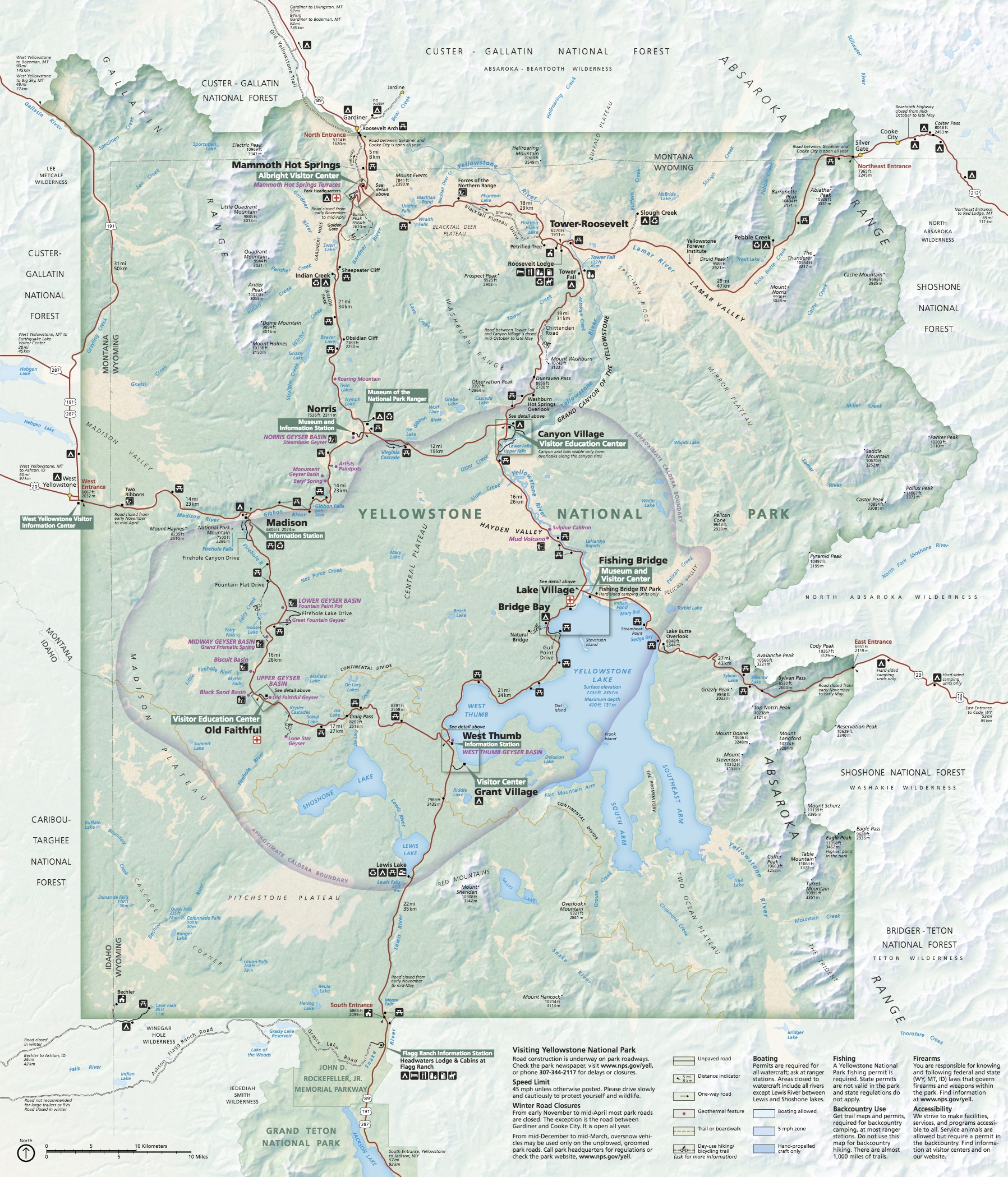 printable map yellowstone national park