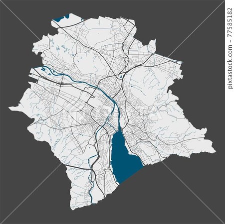 Zurich map. Detailed map of Zurich city poster... - Stock ...