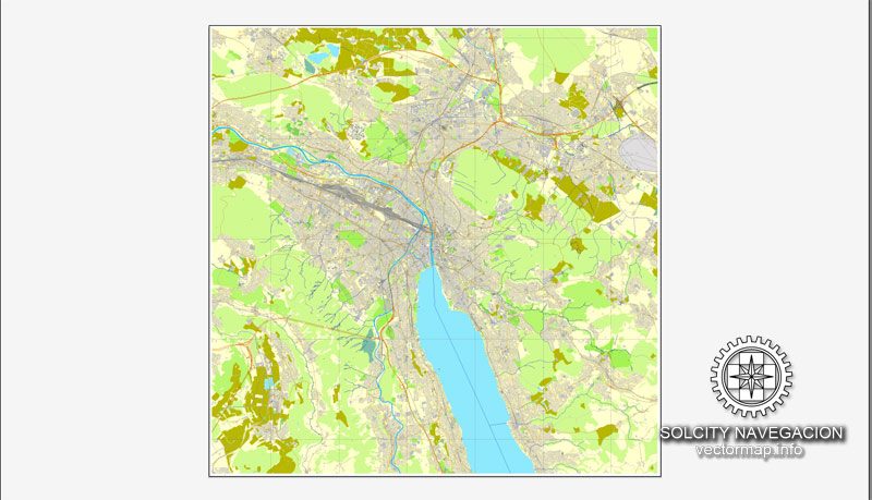Zurich / Zürich Switzerland, printable vector street full City ...