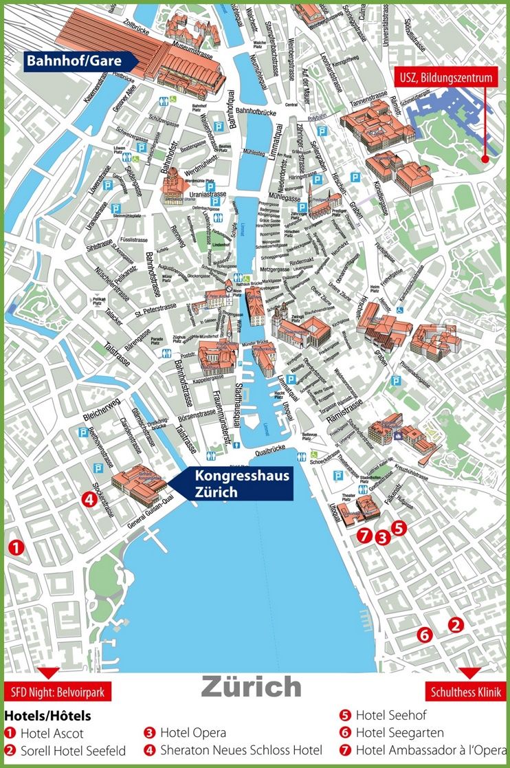 Zürich city center map