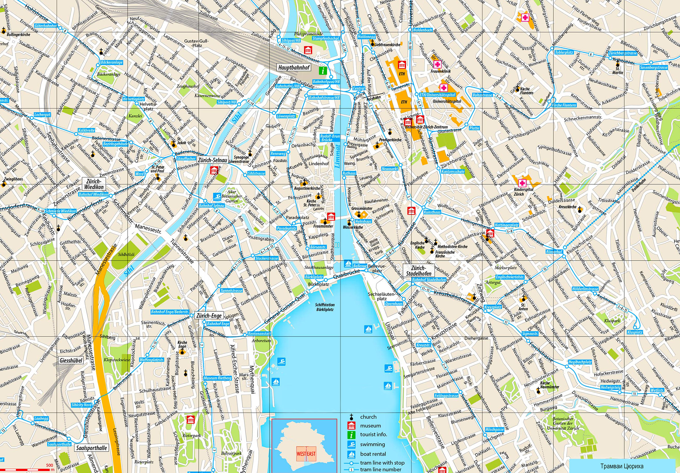 Tourist map of Zurich - MashaPasha travel