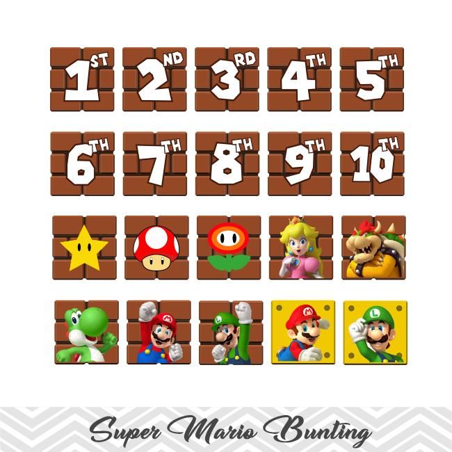Printable Super Mario Bunting, Printable Super Mario Banner, Super ...