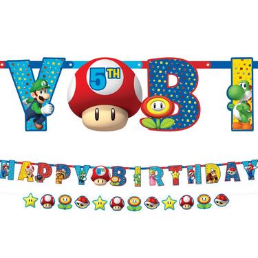 Super Mario Add an Age Birthday Banner Set, 2pc | Party City