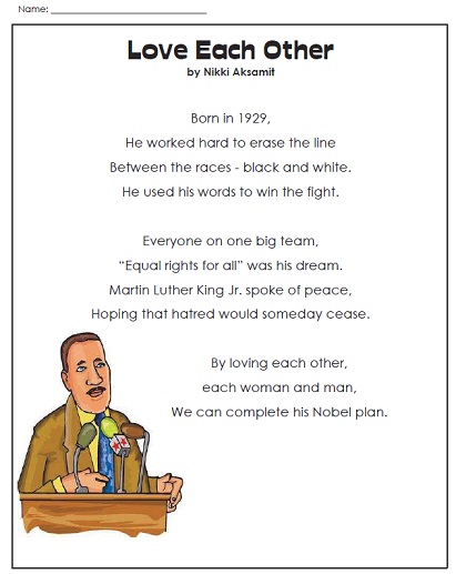 printable martin luther king jr worksheet