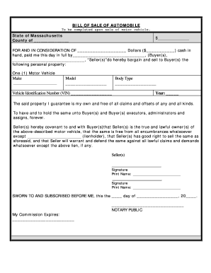 Maryland Motor Vehicle Bill Of Sale Form Templates - Fillable ...
