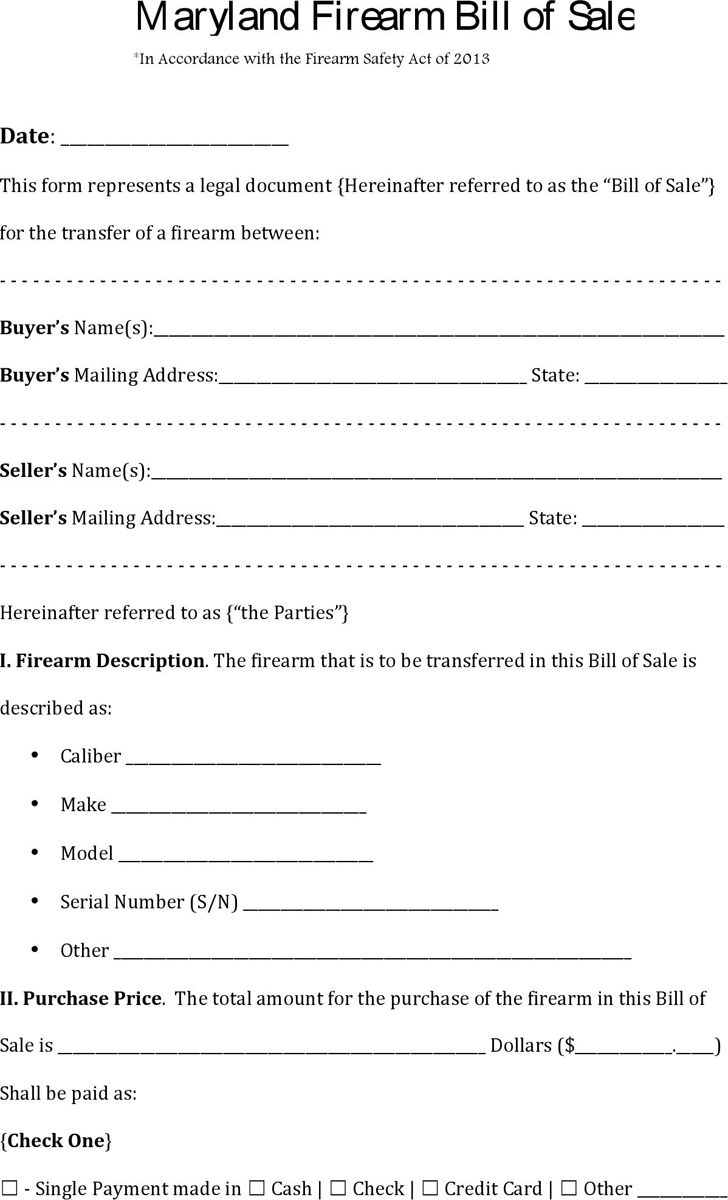 printable maryland bill of sale