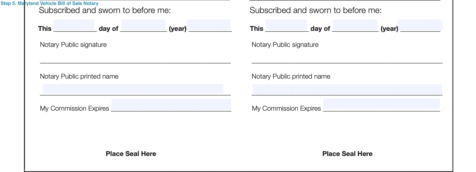printable maryland bill of sale