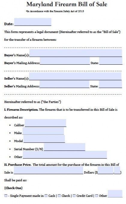 printable maryland bill of sale