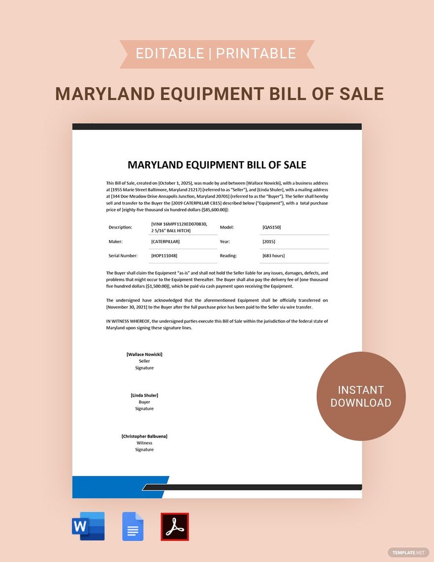 printable maryland bill of sale