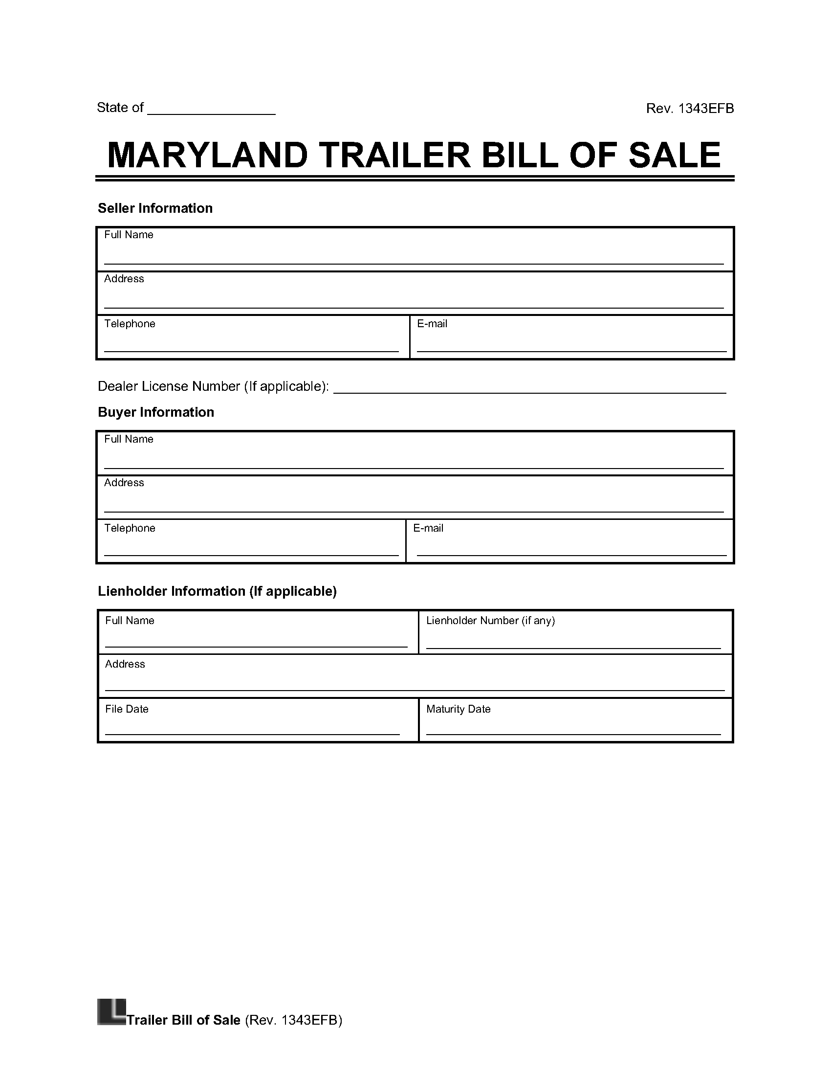 printable maryland bill of sale