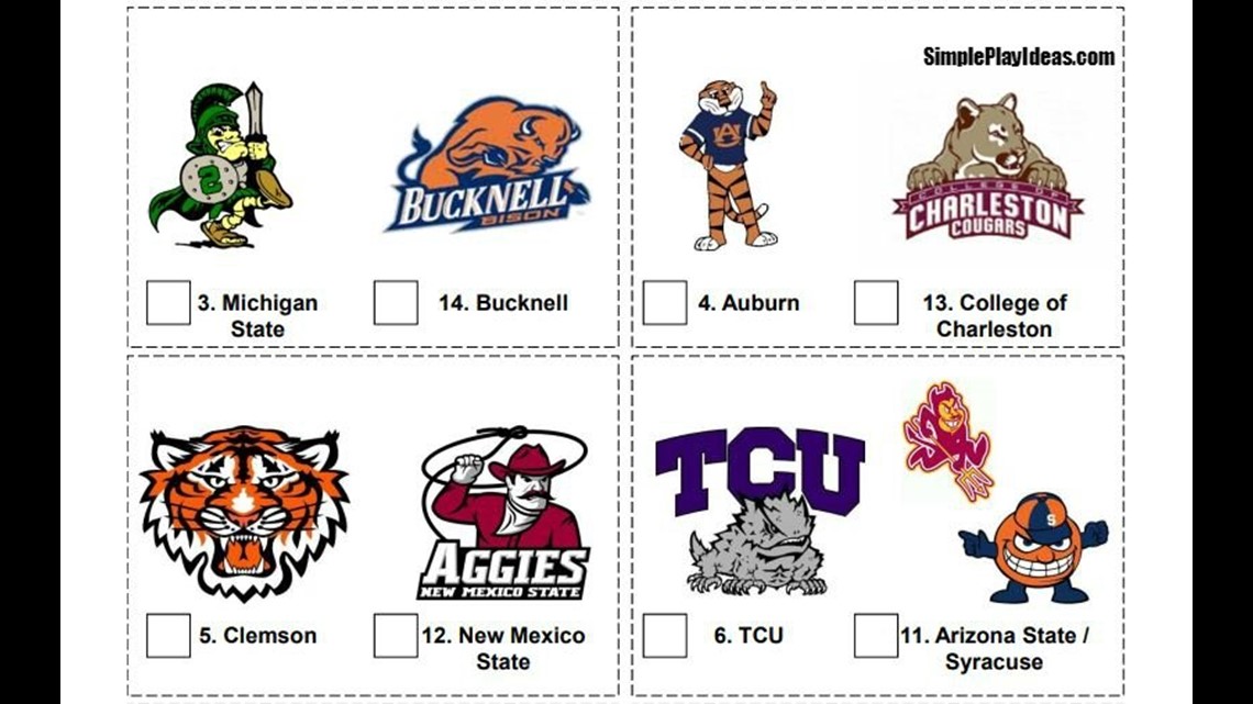 printable mascot bracket 2017