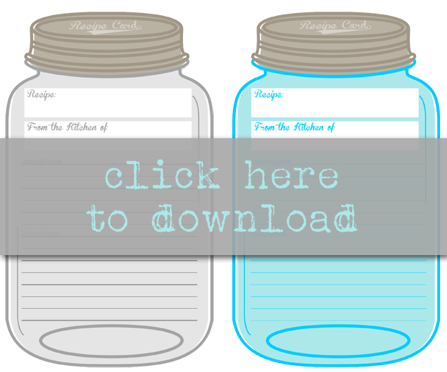 Free Printable Mason Jar Recipe Cards | i should be mopping the floor