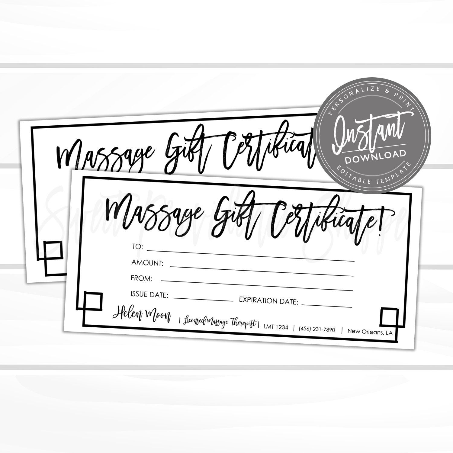 Editable Gift Certificate, Massage Printable Gift Card, Spa ...