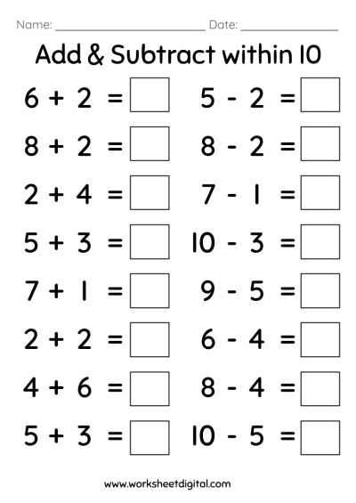 printable math addition worksheet