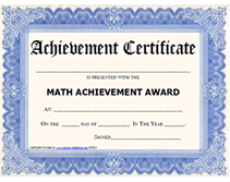 Free Printable Math Achievement Awards Certificates Templates