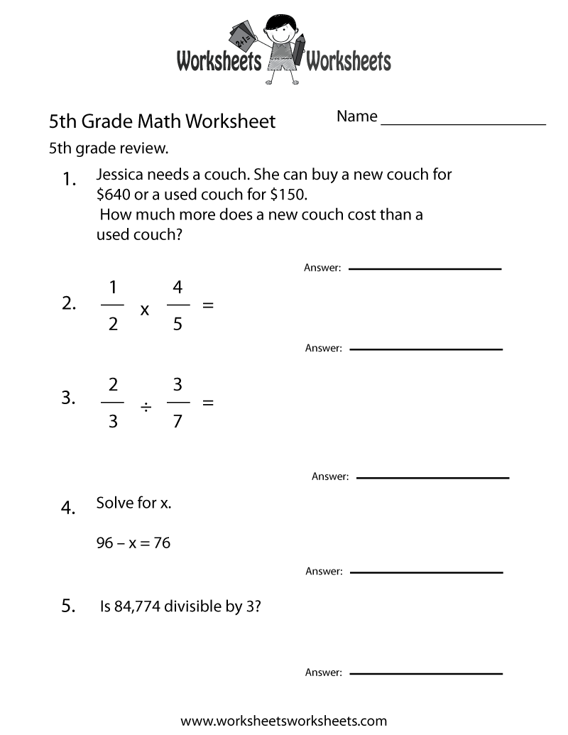 printable math quiz