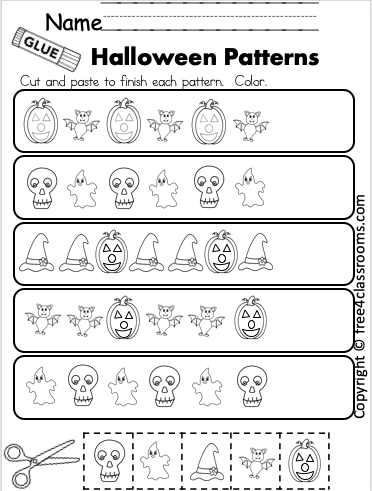 Kindergarten Halloween Math Patterns Freebie - Free Worksheets ...