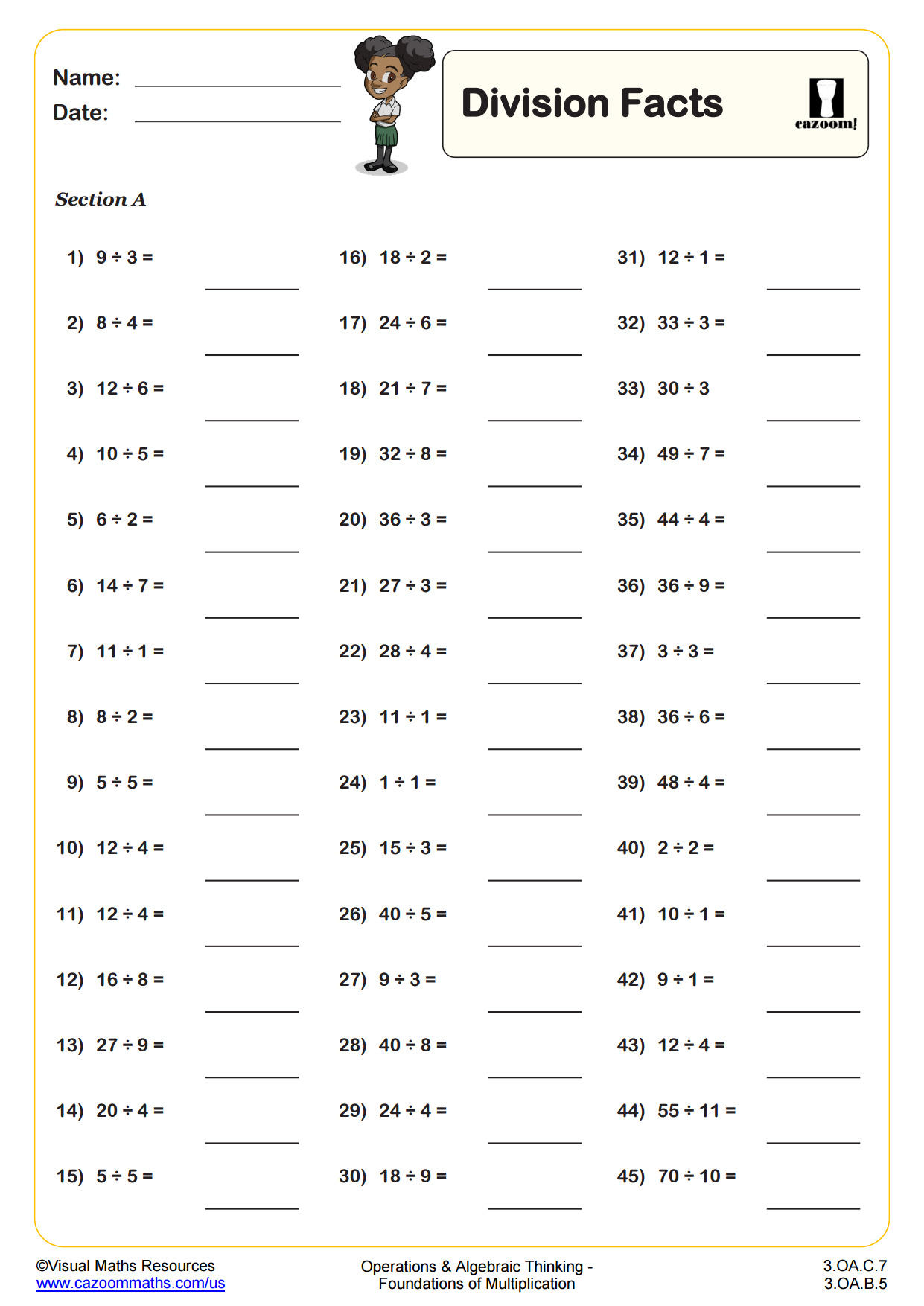 Division Facts | Fun and Engaging 3rd Grade PDF Worksheets
