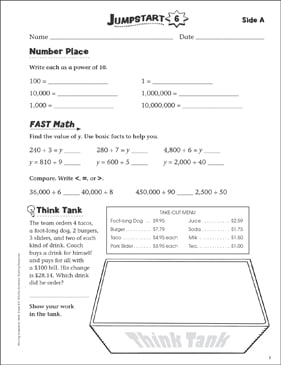 printable math worksheet 6th grade