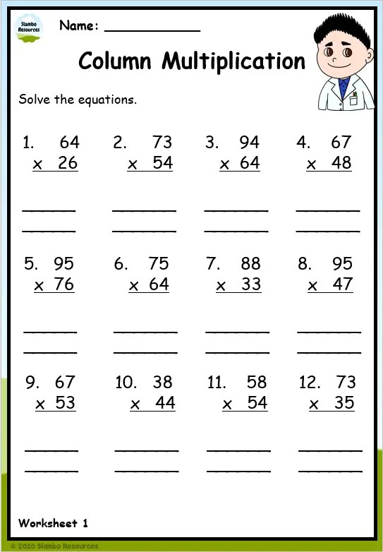 printable math worksheet for 4 graders