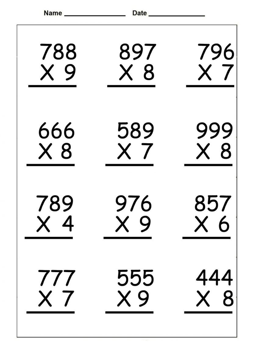 printable math worksheet for 4th grade multiplication