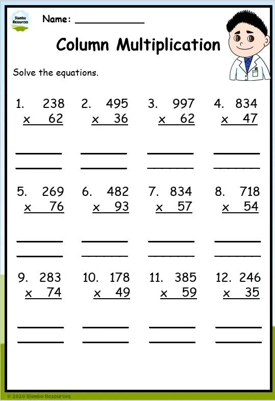 Grade 5 Multiplication Worksheets | Free Printables | Math Worksheets