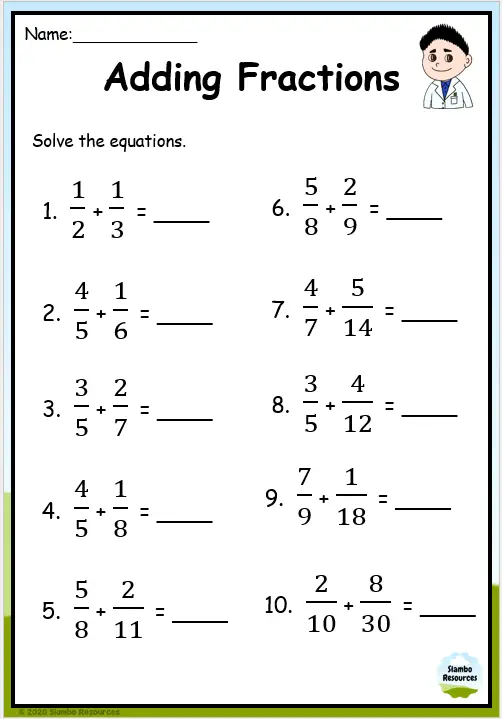 Grade 6 Fraction Worksheets | Free Printables | Math Worksheets