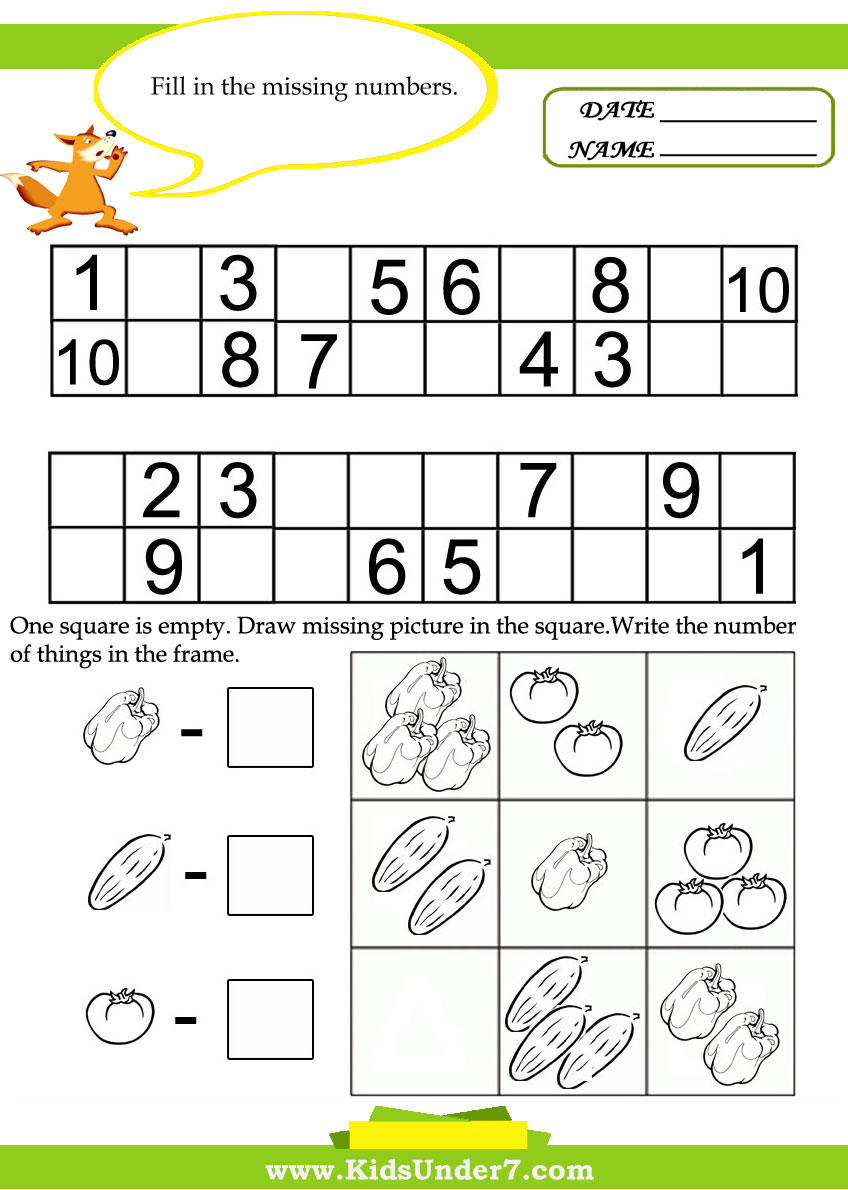 Kids Under 7: Kids math worksheets