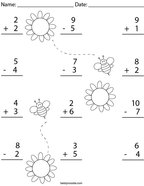 printable math worksheet for kindergarten subtraction